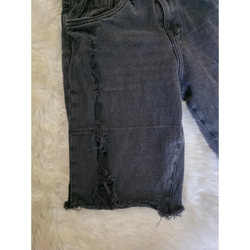 RAWX Boys 18 Slim Black Distressed Denim Jean Shorts Frayed Hem